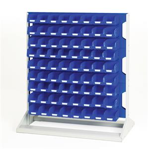 Bott Louvre 1125mm high Static Rack c/w144 Blue Plastic Bins Bott Static Verso Louvre Container Racks | Freestanding Panel Racks | Small Parts Storage 16917228.11V 
